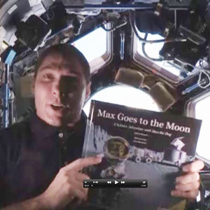Astronaut Mike Hopkins reading Max Goes to the Moon aboard the International Space Station, for the Story Time From Space program.